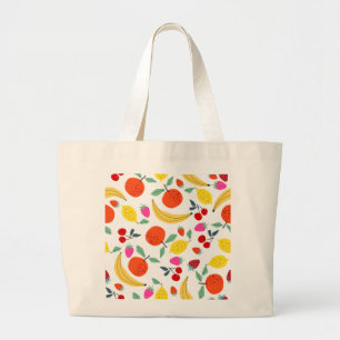 Fresh Fruit Medley' Colourful Pattern Large Tote Bag