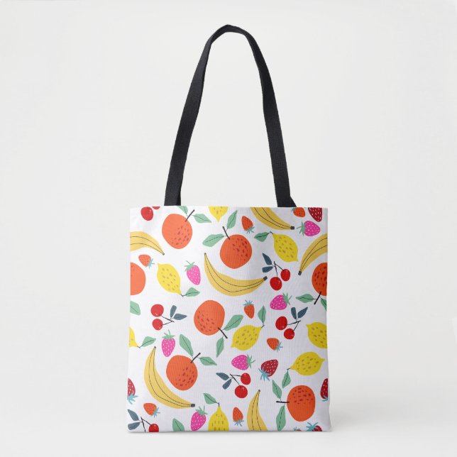Fresh Fruit Medley' Colourful Pattern Tote Bag (Front)