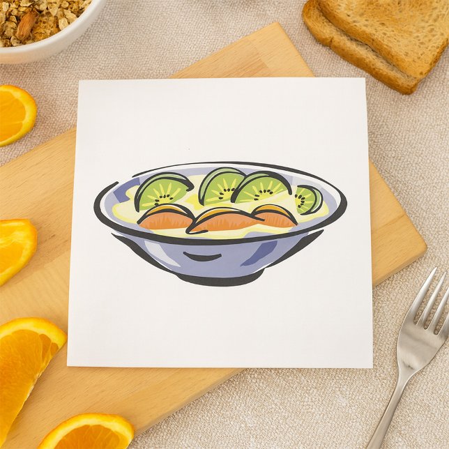 Fresh Fruit Salad Bowl with Kiwi and Orange Napkin (Creator Uploaded)