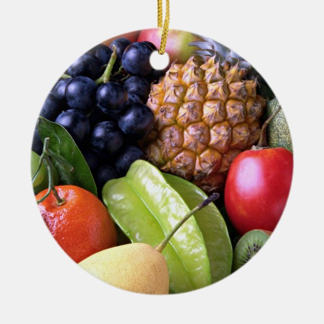 Fresh Fruit - Sweet Display, Ceramic Tree Decoration (Front)