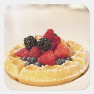 Fresh fruit waffle square sticker