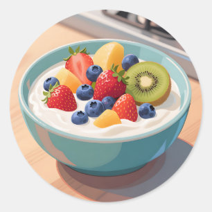 Fresh Fruit Yogurt Bowl Classic Round Sticker