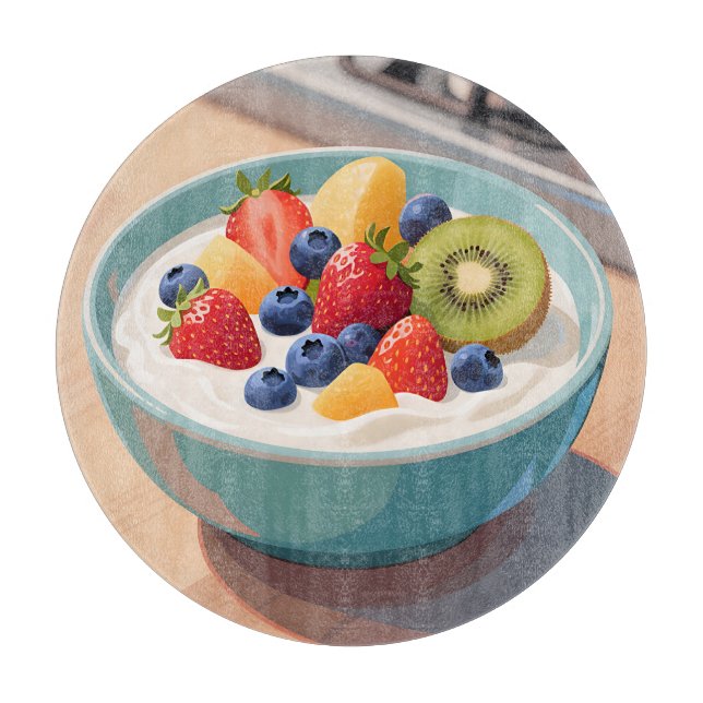 Fresh Fruit Yogurt Bowl Cutting Board (Front)