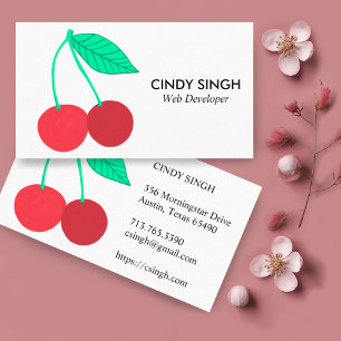 FRESH FRUITS: cherries illustrated Business Card