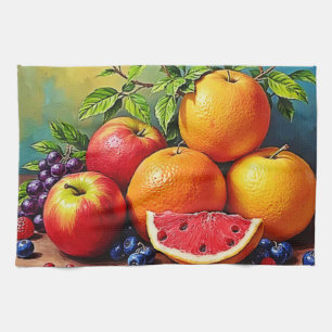 Fresh Fruits in a Perfect Mix Design Tea Towel