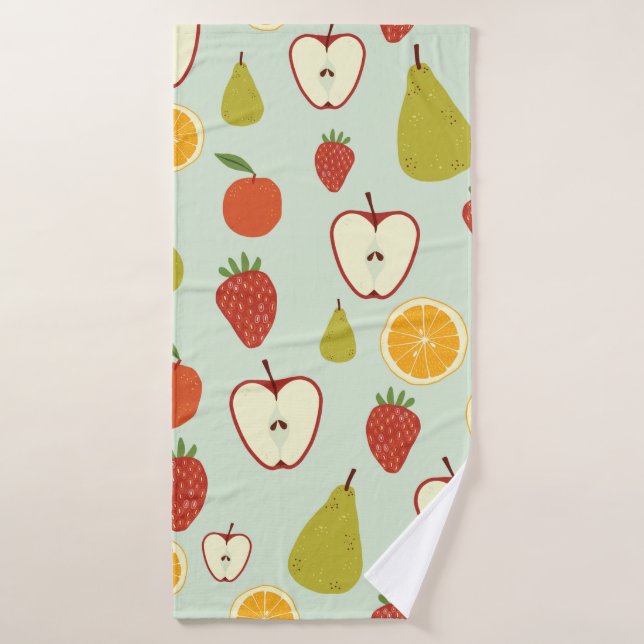 Fresh fruits in a seamless repeating pattern bath towel (Bath Towel)