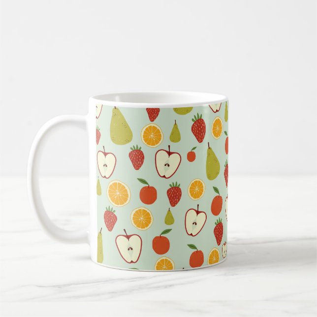 Fresh fruits in a seamless repeating pattern coffee mug (Left)