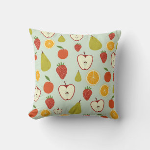 Fresh fruits in a seamless repeating pattern cushion
