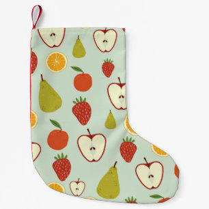 Fresh fruits in a seamless repeating pattern small christmas stocking