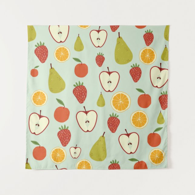 Fresh fruits in a seamless repeating pattern tapestry (Front)