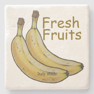 Fresh fruits Italy made Hand drawn banana Stone Coaster