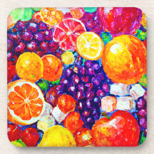"Fresh Fruits Pattern" Cute Art. Buy Now Coaster