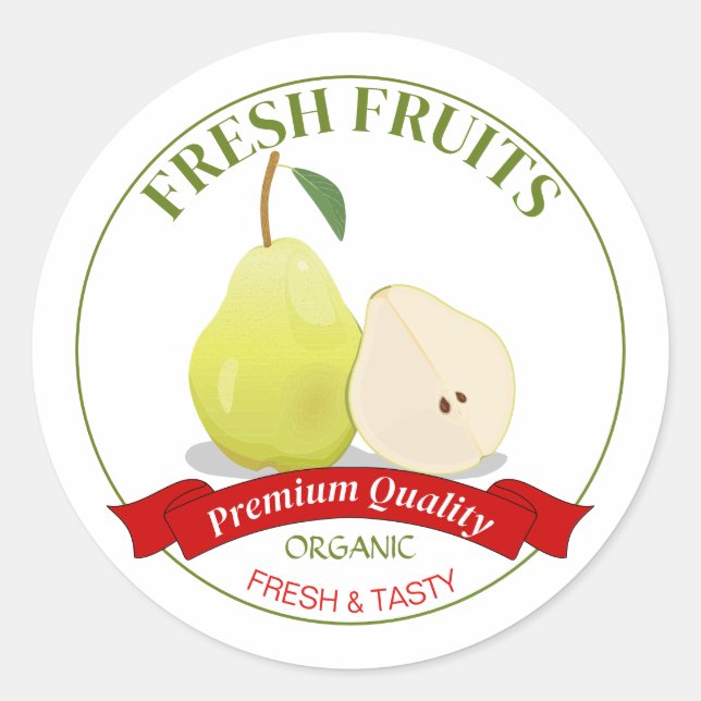 Fresh Fruits Pear Label Sticker (Front)