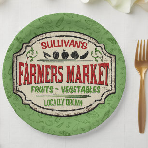 Fresh Garden ADD NAME Locally Grown Farmers Market Paper Plate