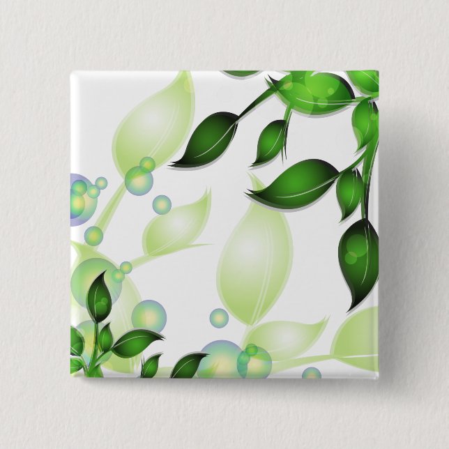Fresh Garden Leaves on White 15 Cm Square Badge (Front)
