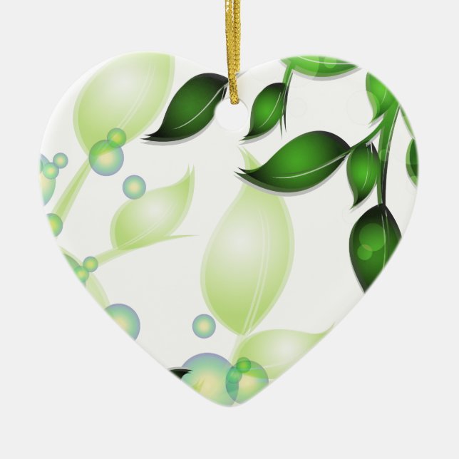 Fresh Garden Leaves on White Ceramic Tree Decoration (Front)