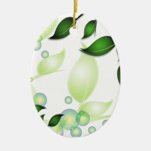 Fresh Garden Leaves on White Ceramic Tree Decoration