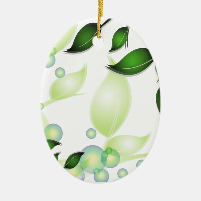 Fresh Garden Leaves on White Ceramic Tree Decoration (Front)
