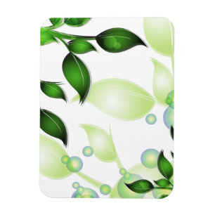 Fresh Garden Leaves on White Magnet