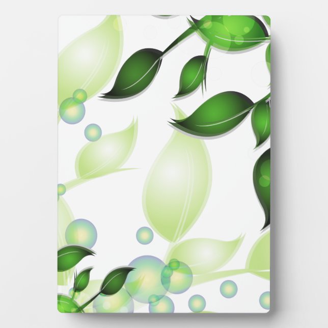 Fresh Garden Leaves on White Plaque (Front)