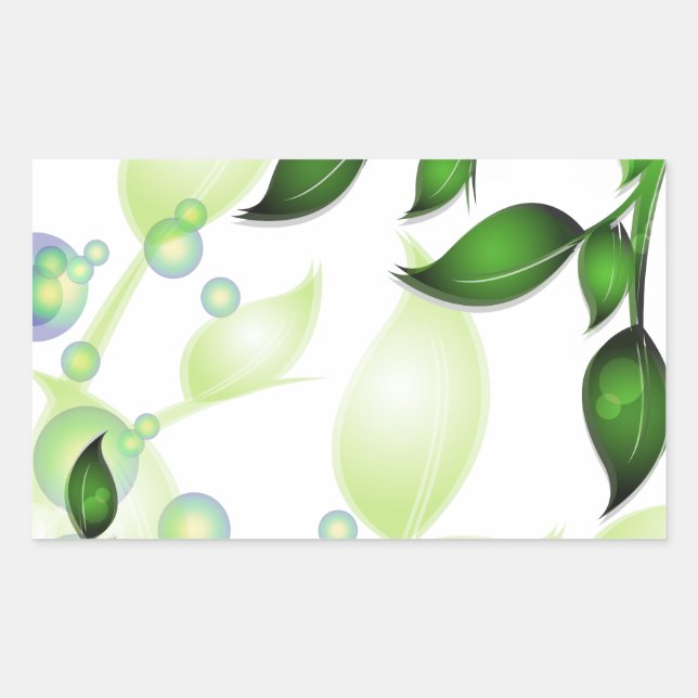 Fresh Garden Leaves on White Rectangular Sticker (Front)
