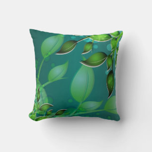 Fresh Garden Leaves Teal American MoJo Cushion