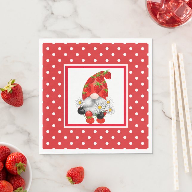 Fresh Gnome Strawberries Napkin (Insitu)