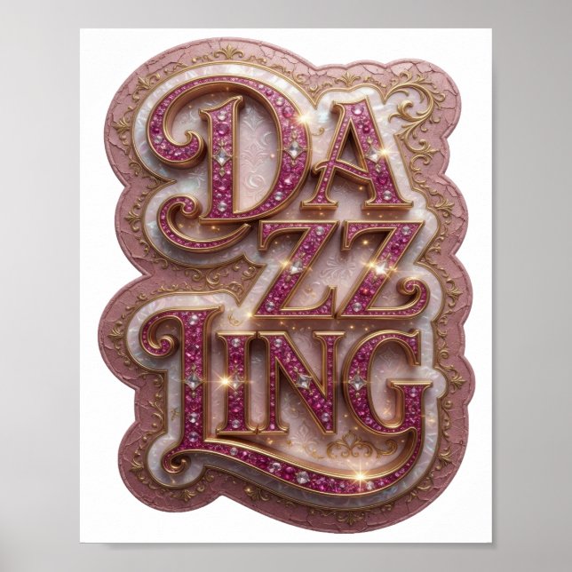 Fresh Gold DAZZLING Slogan Design Poster (Front)