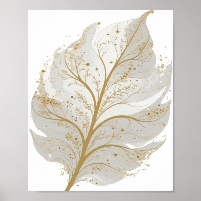 Fresh Gold GLOWING LEAF Text Design Poster (Front)