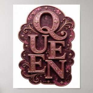 Fresh Gold QUEEN Text Design Poster