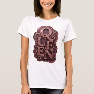 Fresh Gold QUEEN Text Design T-Shirt