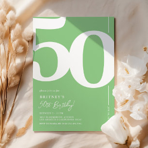 Fresh Green 50th Birthday Invitation