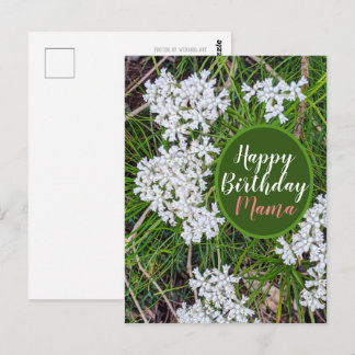 Fresh Green and White flowers Happy Birthday Mama Postcard