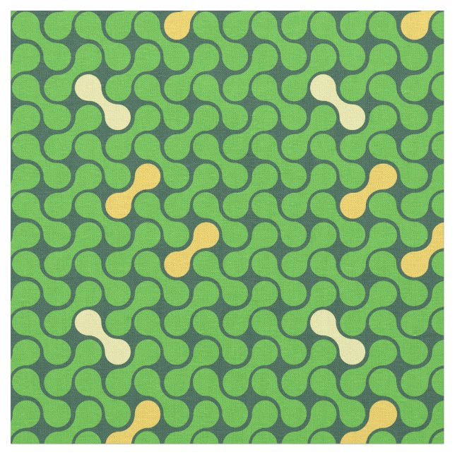 Fresh green and yellow seamless metaball pattern fabric (Close Up)
