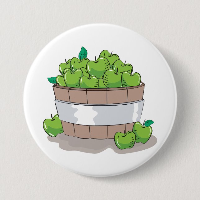 Fresh Green Apple Harvest Barrel Granny Smith 7.5 Cm Round Badge (Front)