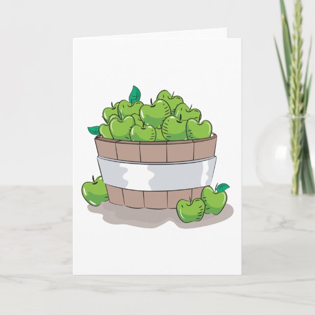 Fresh Green Apple Harvest Barrel Granny Smith Card (Front)