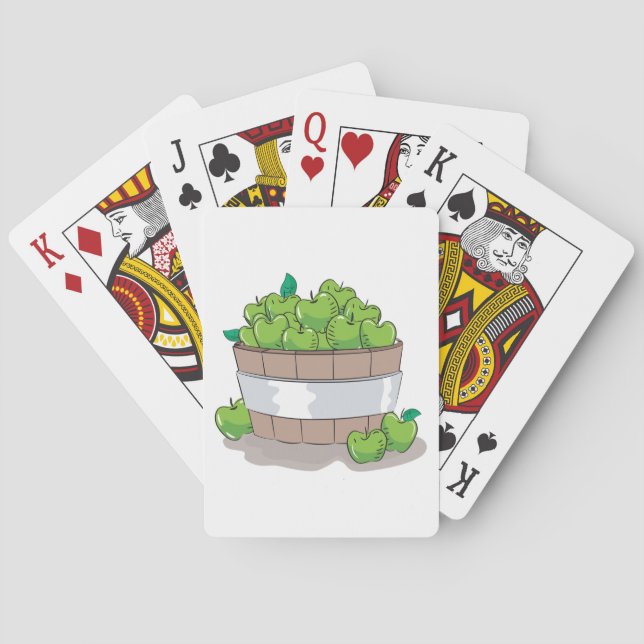 Fresh Green Apple Harvest Barrel Granny Smith Playing Cards (Back)