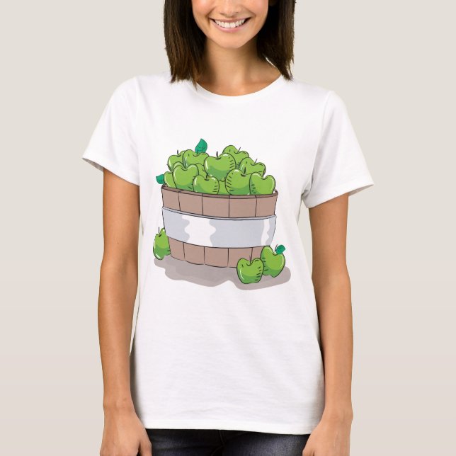 Fresh Green Apple Harvest Barrel Granny Smith T-Shirt (Front)