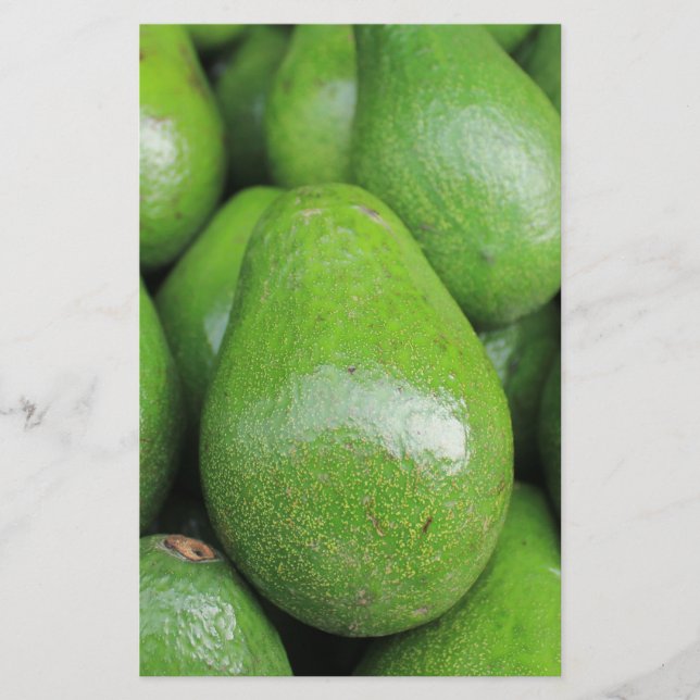 Fresh green avocados fruit stationery (Front)