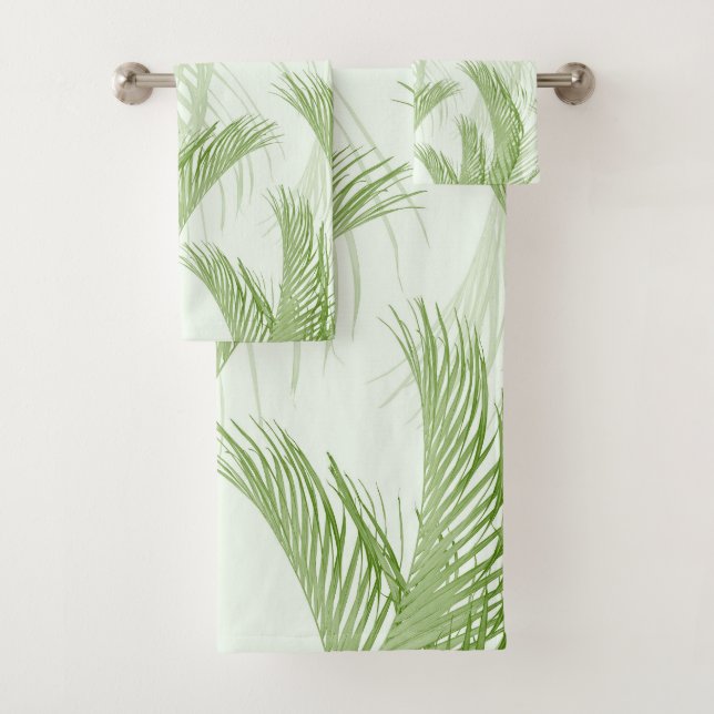 Fresh Green Feather Palm Bliss 1 Bath Towel Set (Insitu)