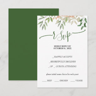 Fresh Green Floral Watercolor Hand-painted RSVP Card