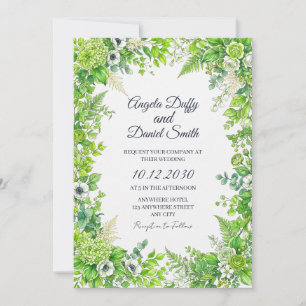 Fresh Green Floral Wedding Invitation