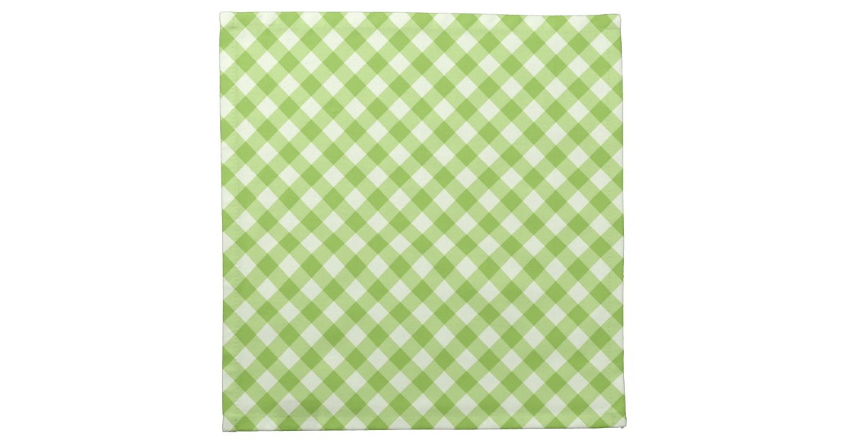 Fresh, green gingham pattern napkin Zazzle