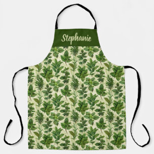 Fresh Green Herbs Kitchen Apron