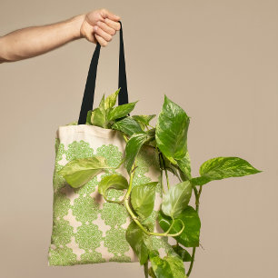 Fresh Green Lace Pattern Tote Bag