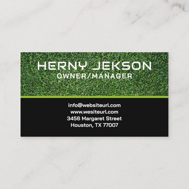 Fresh & Green Lawn Care Grass Contact Information Business Card (Back)