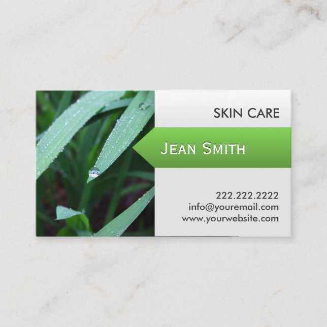 Fresh Green Leaves Skin Care Business Card (Front)