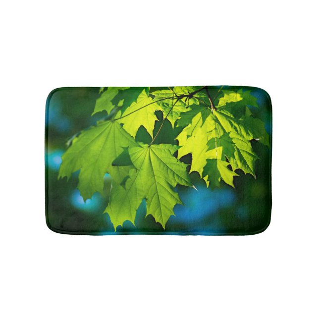 Fresh green maple leaves bath mat (Front)