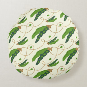 Fresh Green Pea Pod Pattern Round Cushion