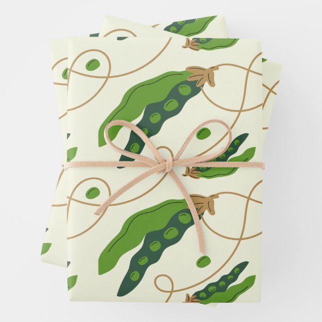 Fresh Green Pea Pod Pattern Wrapping Paper Sheet (In situ)